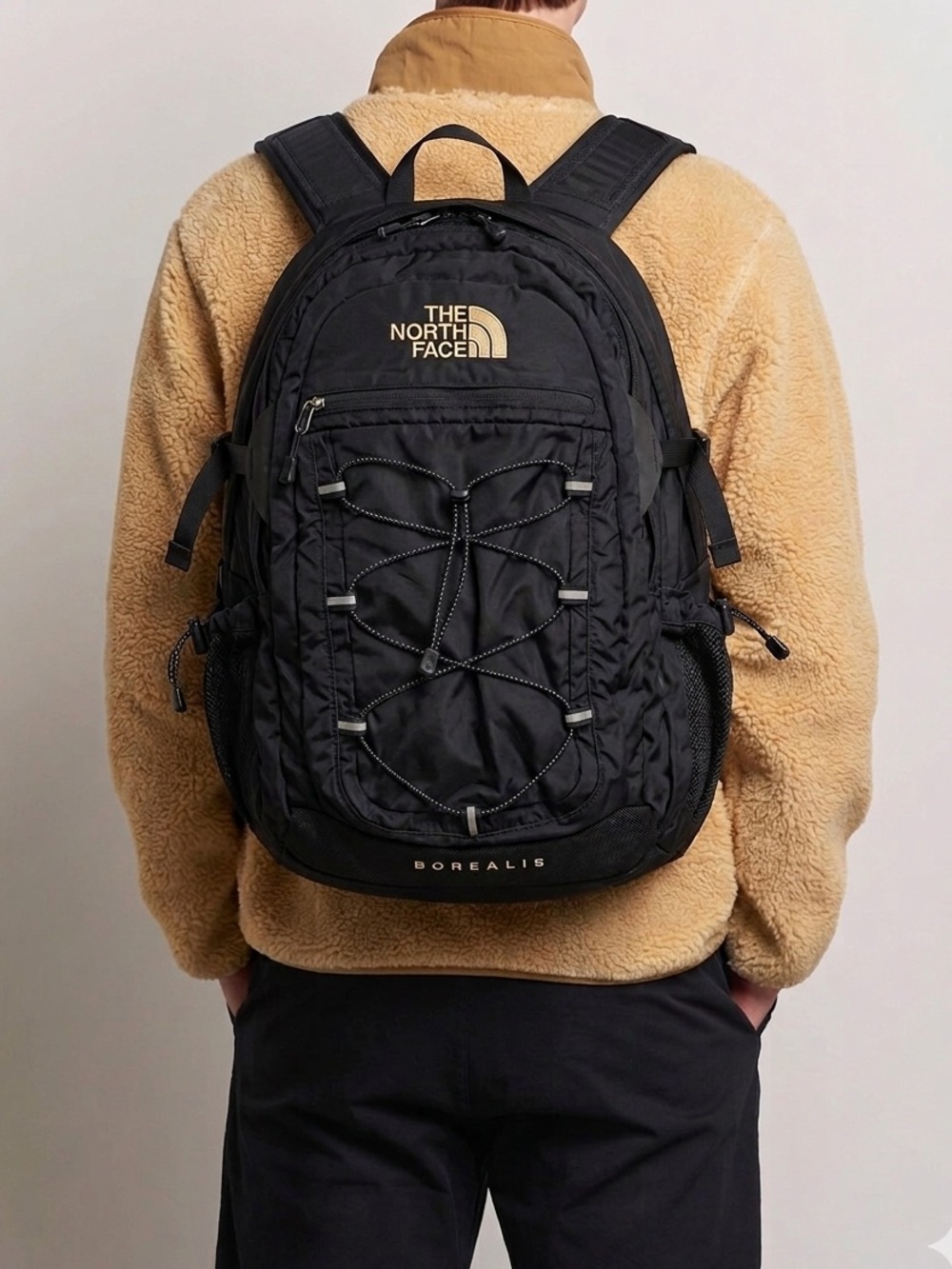 THE NORTH FACE BOREALIS Black Outdoor Daypack with Bungee Cord Front Gorpcore